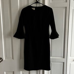 Midi Black Dress with Puff Sleeve